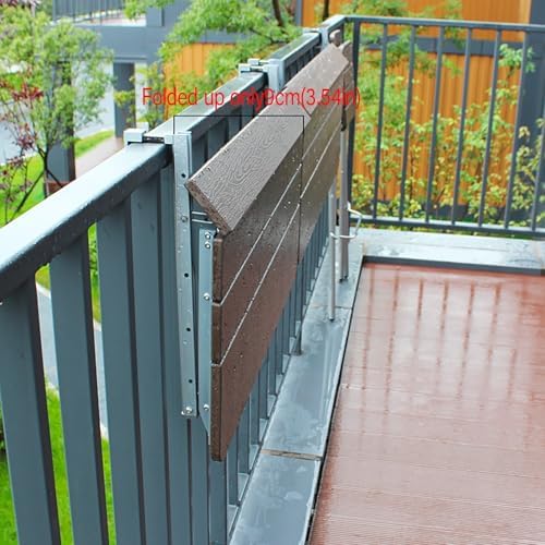 Foldable Hanging Balcony Table Adjustable Height Clamp Table for Railing Outdoor Garden Patio Desk (60x37cm 23.6x14.5in) Space Saving Easy to Install