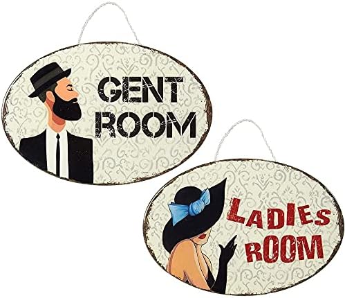 Juvale Restroom Signs - Set of 2 Ceramic Restroom Signs, Decorative Bathroom Signs Men Women, Washroom Signs, 9.1 x 5.9 x 0.2 inches