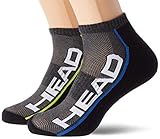 Komfort-Oberseite. HEAD unisex-adult Performance Sneaker – Trainer (2 pack) Tennis Socks, mid grey/black, 35/38 (2er Pack)