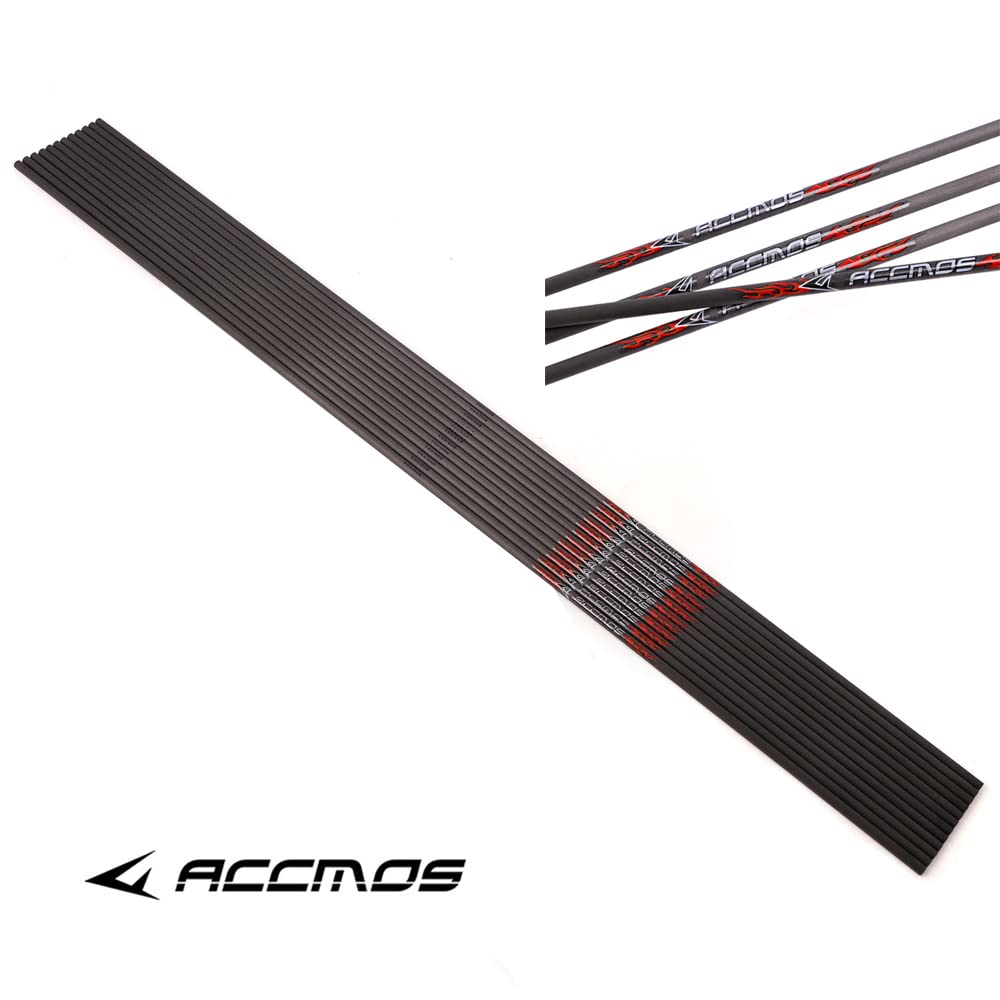 ACCMOS 31 Pollici Tiro con L'Arco Albero della Freccia ID 6,2 mm Albero delle Frecce in Carbonio Spine 600 Caccia o Pratica di Tiro Tubo Dell'asta della Freccia 12 pz (Spine 600, 31inch)