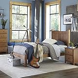 Grain Wood Furniture Shaker Solid Wood Panel Platform Bed, Twin Size, Walnut