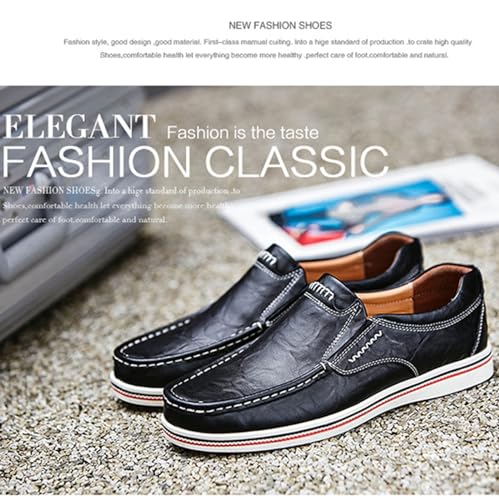 Men's Genuine Leather Slip-On Loafers,Leather and Rubber Outsole Work Shoes,Stylish Sneakers for Recreational Driving2