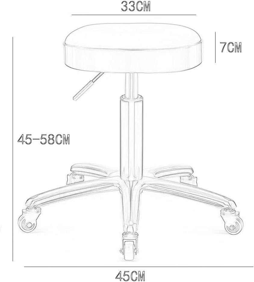 Miniatura 2 de Taburete de salón de rotación de 360, silla redonda de belleza de piel sintética, rueda de elevación y base de acero inoxidable dorado, altura