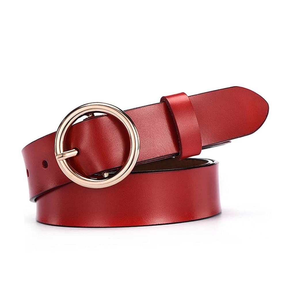 Riem Lederen riemen for damesmode jeans klassieke retro eenvoudige ronde gesp vrouw (Belt Length : 105CM, Color : YQ01 Black gold