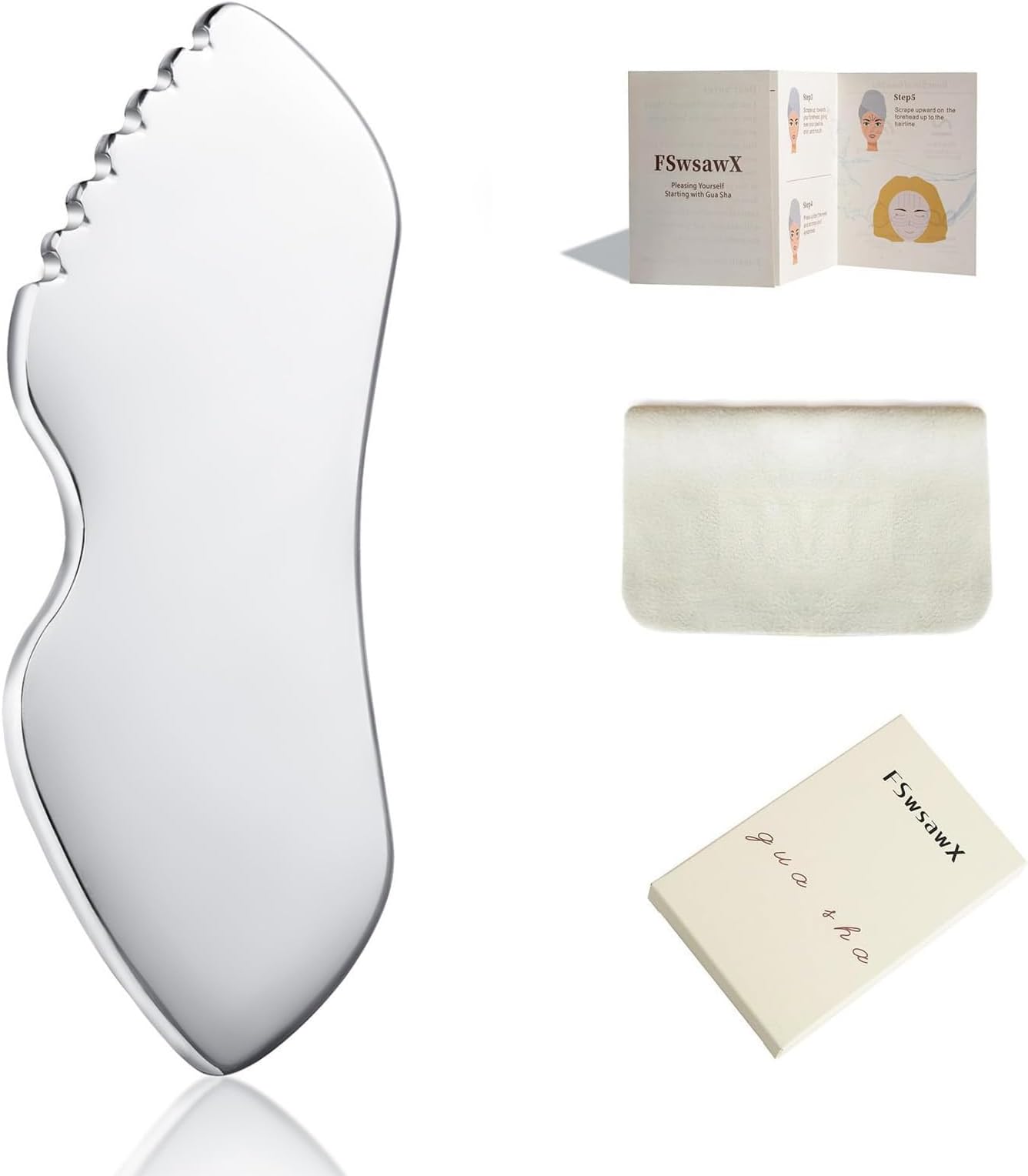 - Stainless Steel Gua Sha Facial Tools, Face Comb & Massager Metal Gua sha Tool for Blood Circulation & Lymphatic Drainage, Body and Face Gua Sha Stone for Tighten Skin