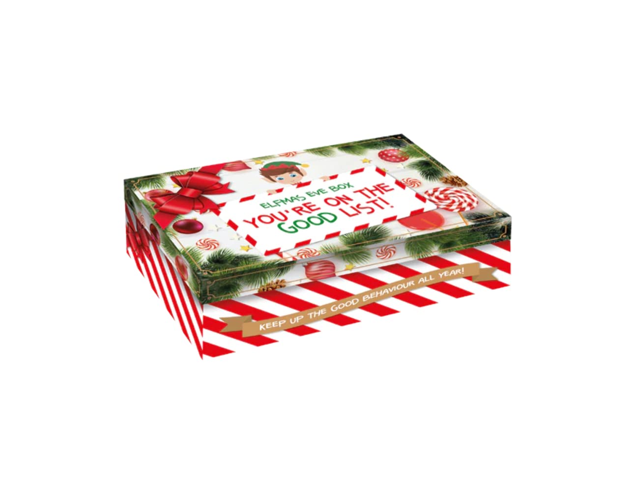 Flat Packed Elf Branded Christmas Eve Box 26.5cm x 17cm x 8.5cm