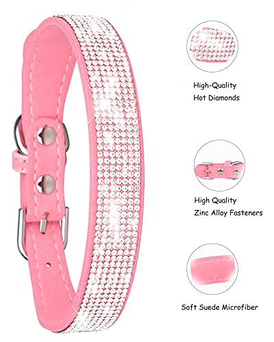 Petank Dog Collar For Small Medium Large Dogs，Small Dog Collar For Female Dogs, Bling Girl Dog Collars, Pink Dog Collar, Rhinestone Puppy Collars (S, Pink) #TOP3