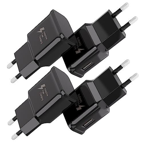 Cargador de Pared USB de Carga Rápida Adaptativa, 4 Pack de Adaptador de Enchufe de Carga USB Compatible con Samsung Galaxy S21 S20 S10 S9 S8 S7 Edge Plus, Note 8 9 10 +, A03 A13 A32 A53 A54, iPhone