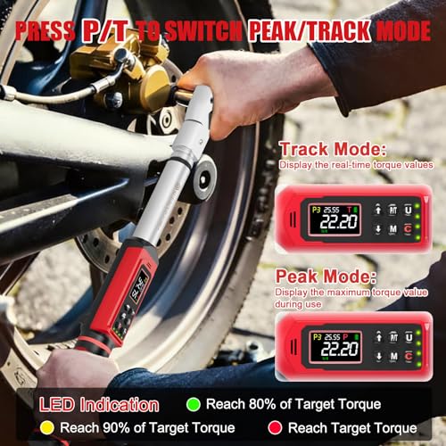 Image of SUERCUP 1 /2 inch Adjustable Digital Torque Wrench (1.5-99.6Ft.Lb /2-135N.m) | Interchangeable 14x18mm Head with 42mm Jaw & 1 /2 inch Ratchet, Vibration, Buzzer & LED Flash, for HVAC, Flare Nut & Auto Repair