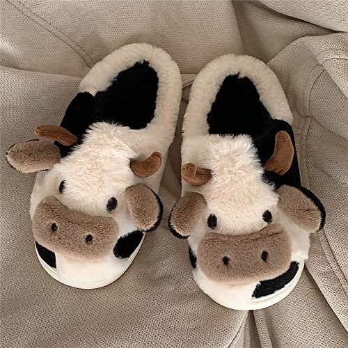 Cartoon Cow Cotton Slippers Cute Animal Slippers Fashion Winter Warm Plush Slippers For Home Indoor Outdoor #TOP1
