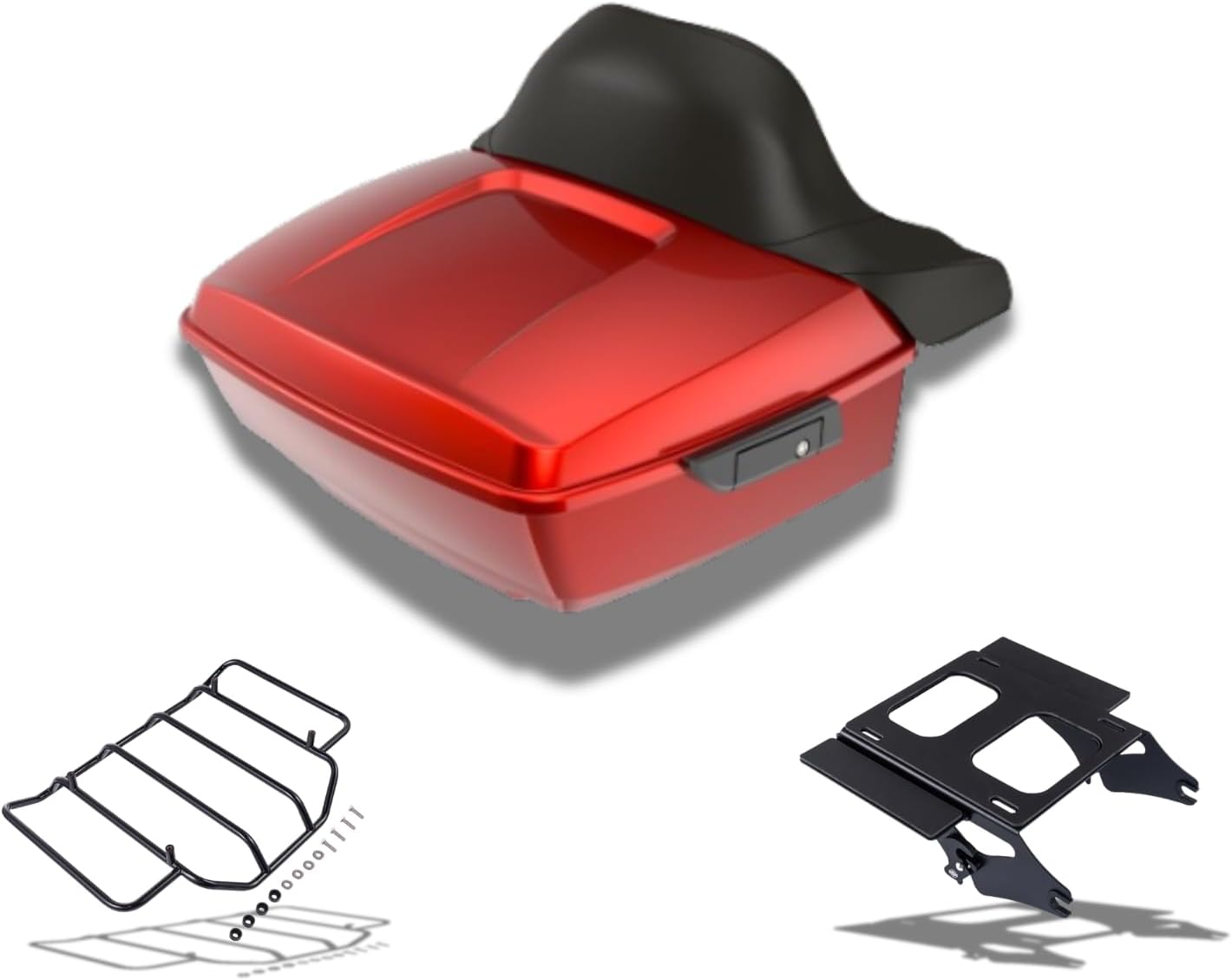 Advanblack King Tour Trunk Pack, Black Mount Bracket & Top Luggage Rack Fit for 2009-Later Harley Touring, Road Glide, Street Glide Special, Road King, Electra Glide