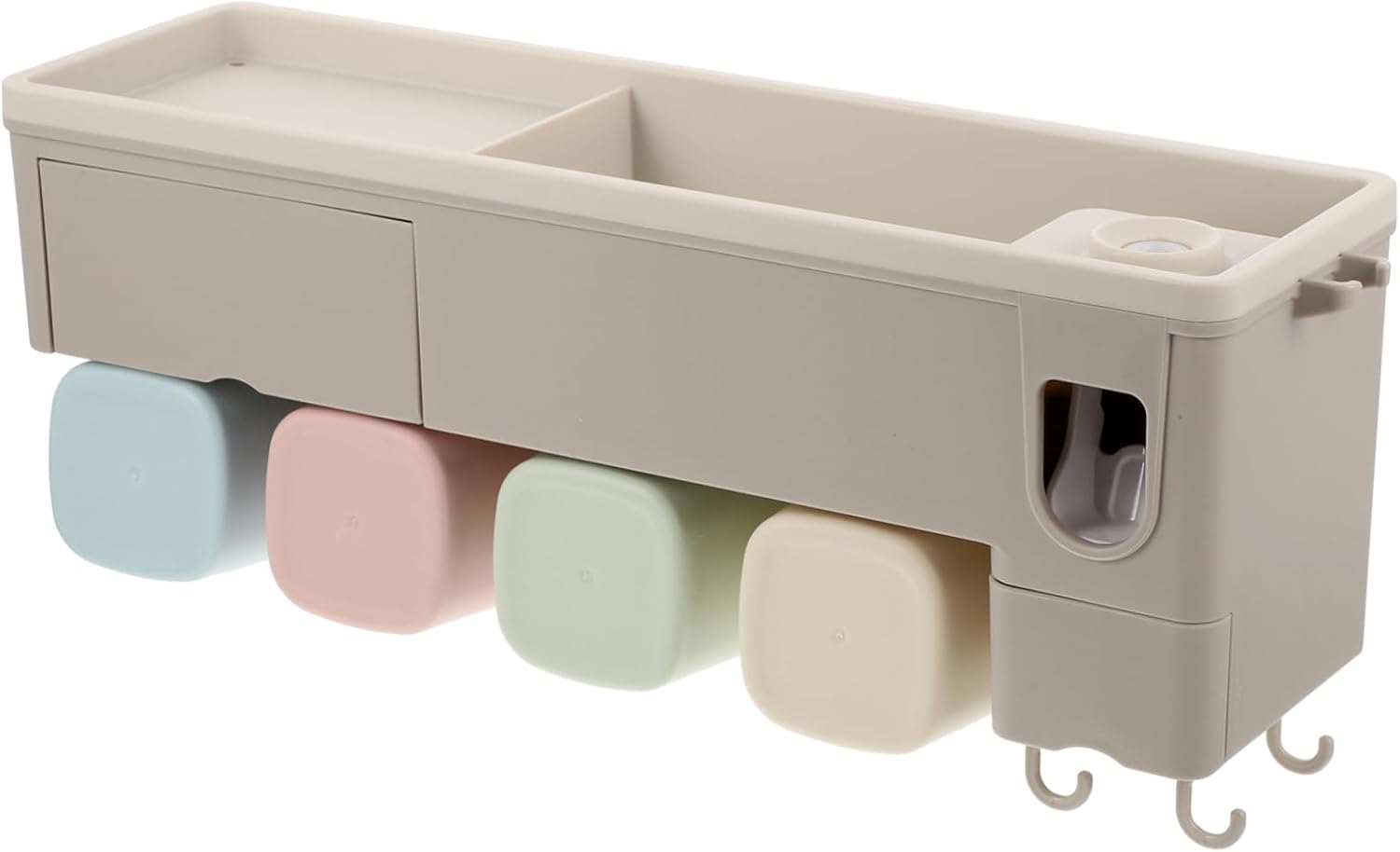 LIFKOME Eco-Friendly Open Design Toothpaste Squeezer Non-Punching Feature Wall-Mount Toothbrush Holder Tooth Brush Organizer Bathroom Storage Rack