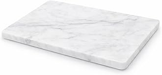 KC KULLICRAFT 8×12 Inches White Marble Cheese & Charcuterie Serving Board – Natural Marble Cutting Board & Pastry Slab with Non‑Slip Feet – Premium Stone Kitchen Tray Gift.