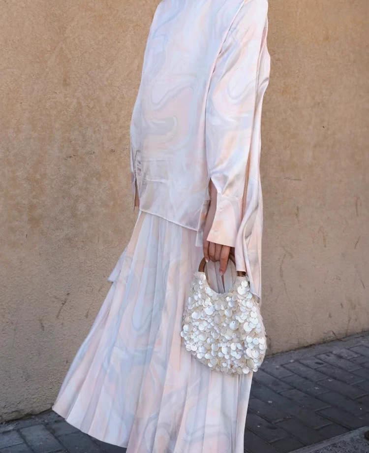 Summer Shell Beaded Purses,Sequin Pearl Bag for Women Luxury grace for Beach Wedding Party Vacation - Image 8