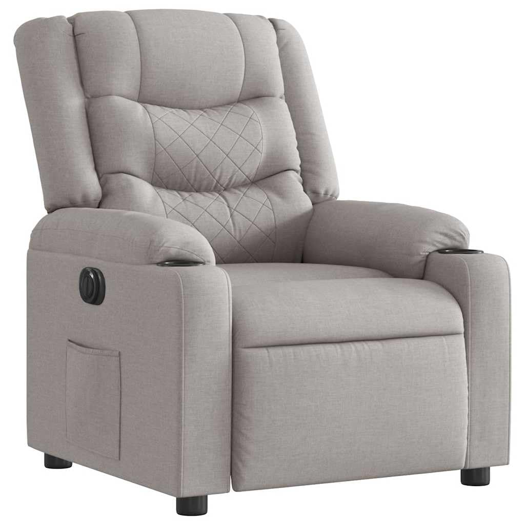 Elektryczny fotel rozkładany Cloud Grey Fabric z silnikiem elektrycznym, skórzany wypoczynkowy z regulacją oparcia 135 stopni, duży relaksacyjny z podnóżkiem i boczną 77x149, 5x79 cm, 110 kg