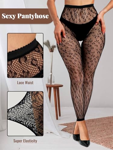 Image of Buitifo Women Sexy Tights Fishnet Opening Leggings Lingerie Pants | Stripe Pantihose Sheer Mesh Bikini Cover Up Cute for Outfits One Size