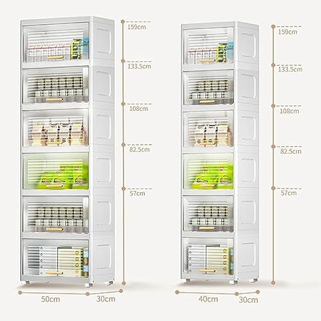 Vertical Rolling Storage Cart Organizer with Doors and Wheels for Kitchen Living Room Bedroom Large Capacity Slim Tower Cabinet for Entryway & Hallway,2 Tier30X50Cm-0AMqN8T9