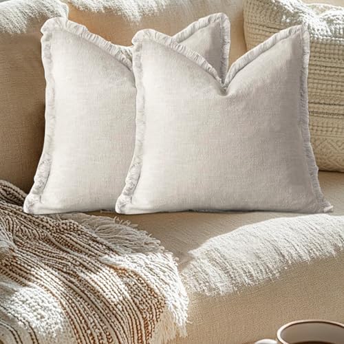 Housse de coussin douce pour canapé rêche | Solution déco beige 45x45cm - 5