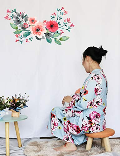 Image of SUFEINI Maternity Robes and Matching Swaddle Blanket Set, Women Mommy Postpartum Robe Hospital Labor and Delivery Gown