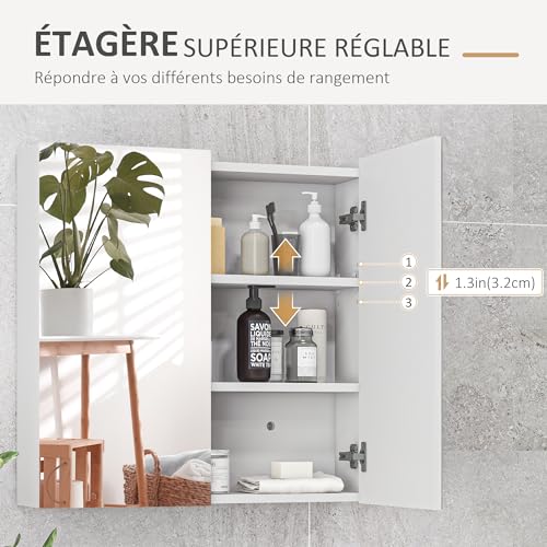 Armoire miroir murale 3 niveaux - kleankin