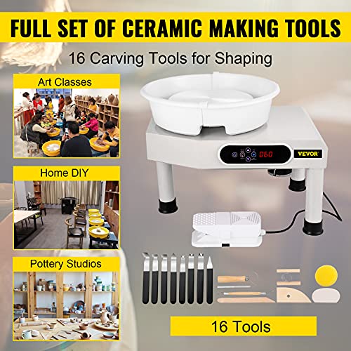 Vevor Pottery Wheel, Ceramic Forming Machine, 9.8" Lcd Touch Screen Clay Wheel, 350W Electric Diy Clay Sculpting Tools With Foot Pedal & Detachable Abs Basin For Adults And Beginners Art Craft, Grey #TOP6