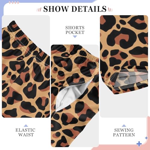 Boys Pajamas Pants Leopard Cheetah Skin Print Elastic Waist PJ Bottoms Comfy Lounge Long Pants S4