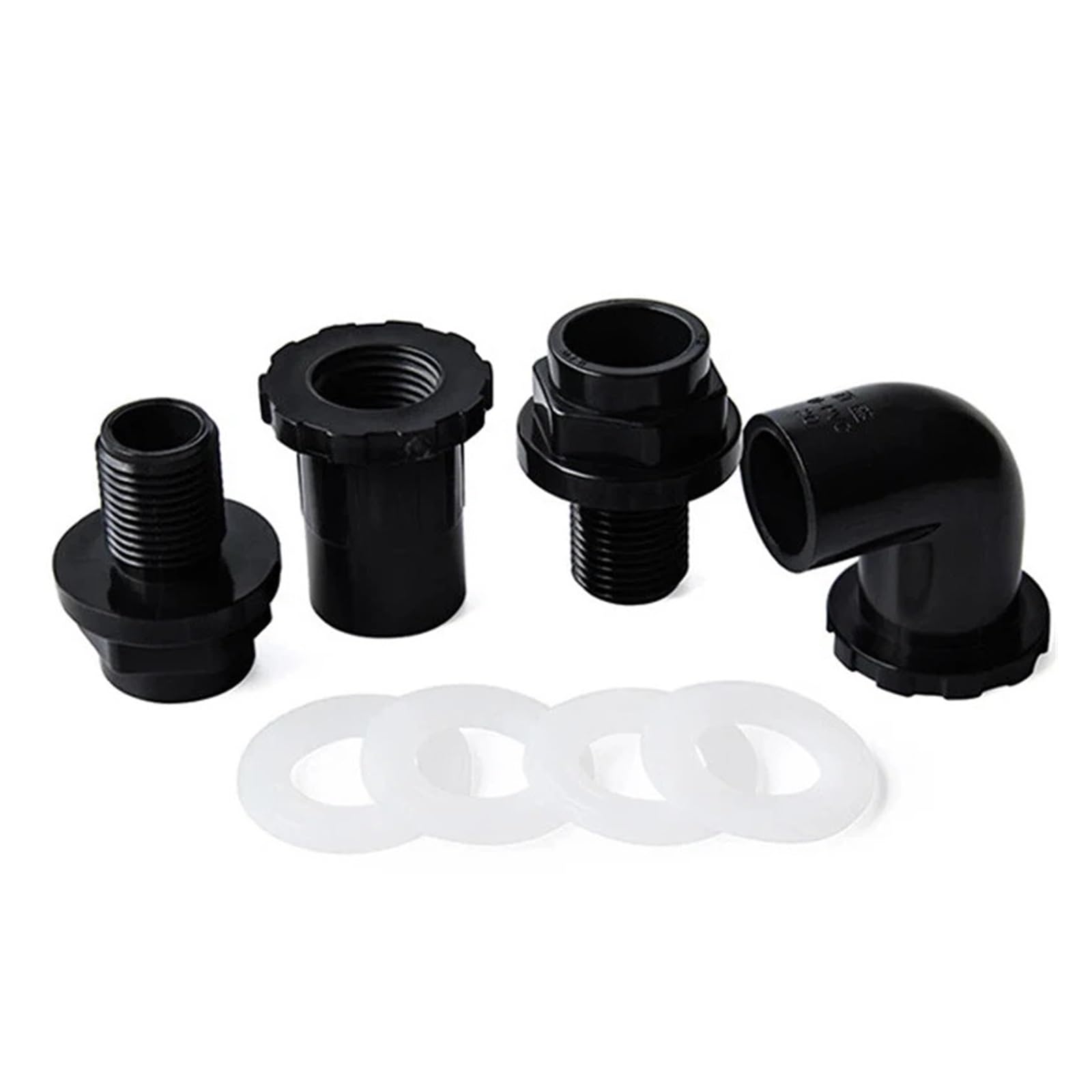 Accesorios de tubería codo 90 ° PVC, 1~5 uds., 20/25/32/40/50mm, conector drenaje tanque peces, adaptador UPVC jardín(40mm - Straight,5Pcs)
