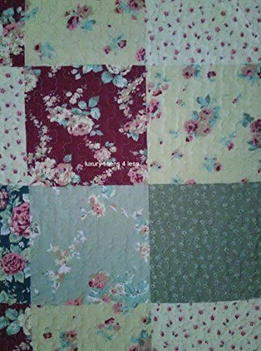 Finely Stitched 2-Piece Quilt Coverlet Set Twin XL/Twin Size (68x90), Luxury Vintage Plaid Floral Patchwork, Reversible Lightweight Bedroom Bedspread