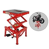 300lbs Heavy Duty Hydraulic Motorcycle Adjustable Scissor Jack Lift with The Foot Peg Hold Downs Fit...