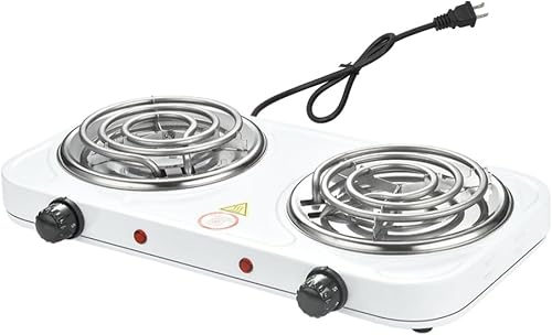 Miniatura 4 de Quemador de encimera compacto y portátil, quemador en espiral doble para encimera, 2000 vatios, controles de temperatura de placa caliente
