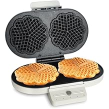 Electric Heart-shape Waffle Maker Double-plate 5-Temp Control & Fast Heating - White Oval Shape with Non-Stick Scratch-Resistant Coating for Belgian Waffles