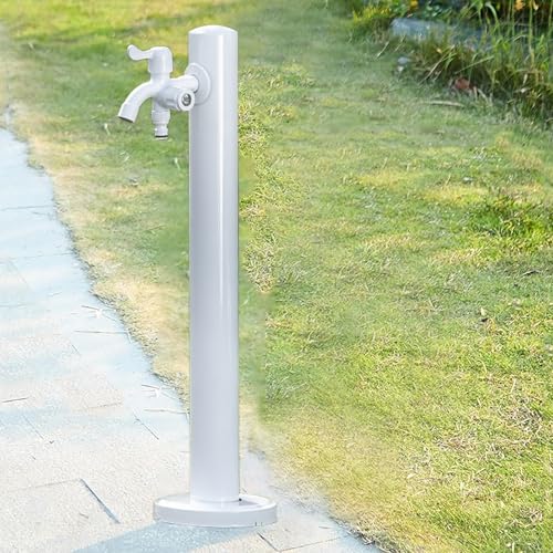 Générique Colonne a Eau de Jardin Robinet Exterieur Fontaine de Jardin Autoportante en Acier Inoxydable 304 avec Distributeur d'eau Antigel (Blanc 60 cm/23,6 Po)