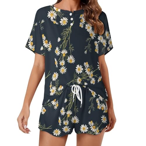 Pyjama femme court à fleurs vêtement de nuit anti-transpiration pour l'été
