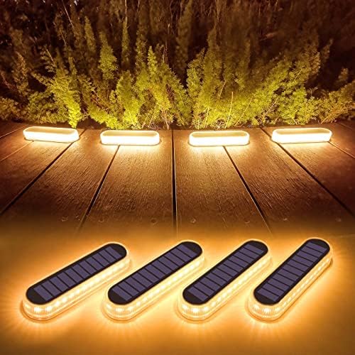 Lacasa Solar Decking Lights Outdoor Garden, 4 Pack Warm White LED Dock Lights 40LM, Solar Powered Step Lights, IP68 Waterproof for Stairs Ground Driveway Pathway Lighting