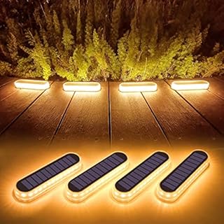 Lacasa Solar Decking Lights Outdoor Garden, 4 Pack Warm White LED Dock Lights 40LM, Solar Powered Step Lights, IP68 Waterproof for Stairs Ground Driveway Pathway Lighting
