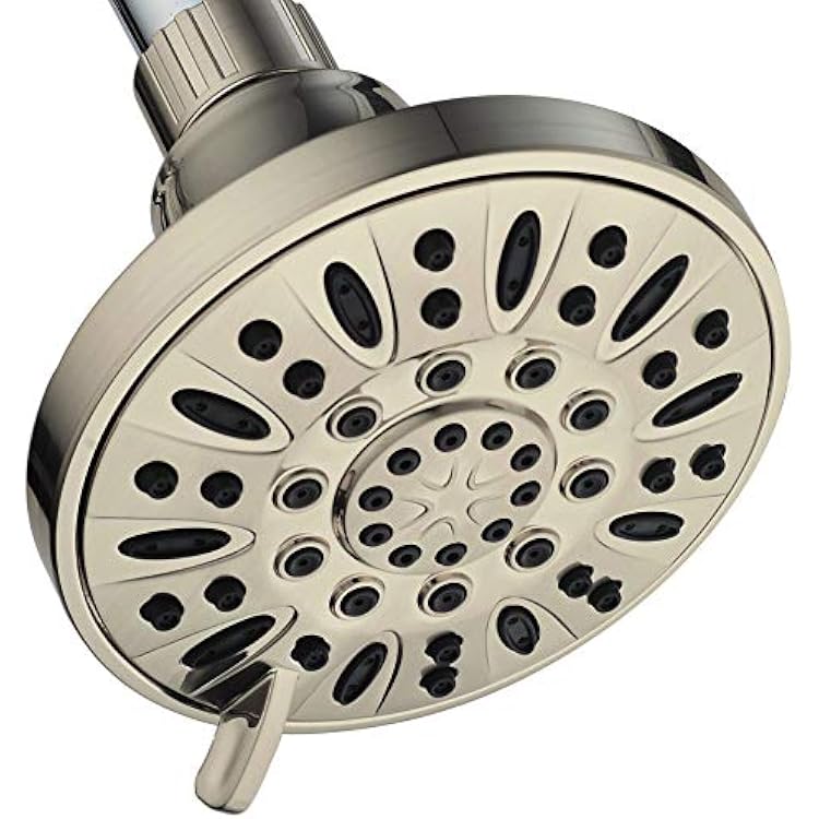 AquaDance Brushed Nickel High Pressure 6-Setting 4 Shower Head Angle Adjustable, Anti-Clog Showerhead Jets, Tool-Free Installation-USA Standard Certified-Top U.S. Brand 1.8 GPM