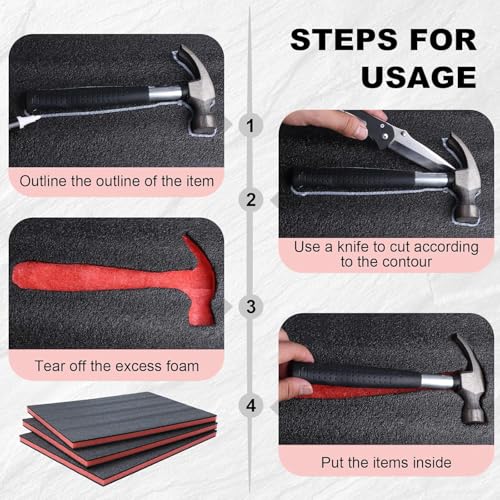 DGSL Tool Box Foam 3 Pack, 22x18x1 In Foam Inserts for Cases, Cuttable Polyethylene Storage Sheets, Tool Box Organizer, Kaizen Organizer Sheets by DGSL - Image 7
