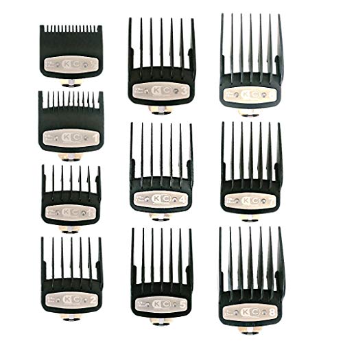 10Pcs Black Premium Cut Hair Clipper Guides Guards Limit Combs Set For Wahl