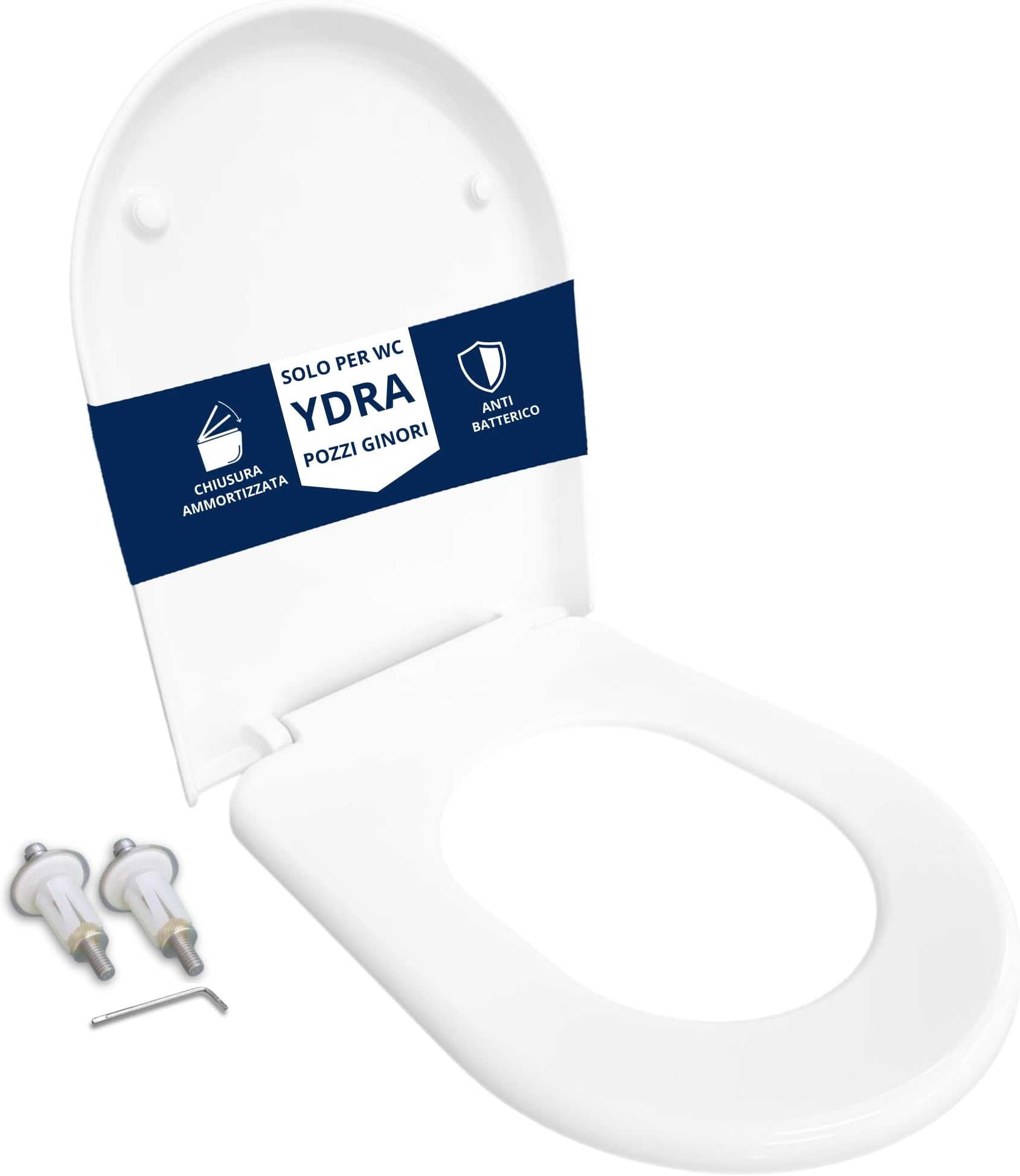 HYDRO HOME Toilet Seat Pozzi Ginori Ydra As Original, Toilet Seats Soft Close, in Thermoset Material, with Hinges Fixing from Top Made in Italy