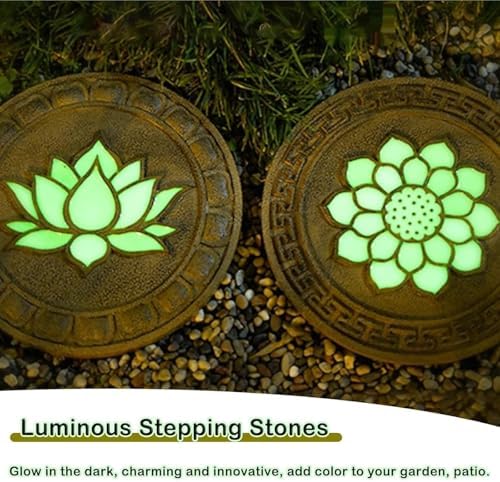 Glow in The Dark Stepping Stones Set - Luminous Garden Pavers for Outdoor Pathways, Decorative Landscape for Home, Villa, Gardens & Patios (2pcs)