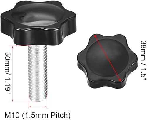 Miniatura 16 de uxcell Pomo de tornillo de sujeción, 1.890 in de diámetro con forma hexagonal de ciruela, perilla de estrella M10 x 1.969 in, rosca macho, 2