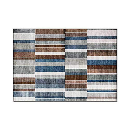 Tapis doux patchwork géométrique moderne marron à base antidérapante - 4