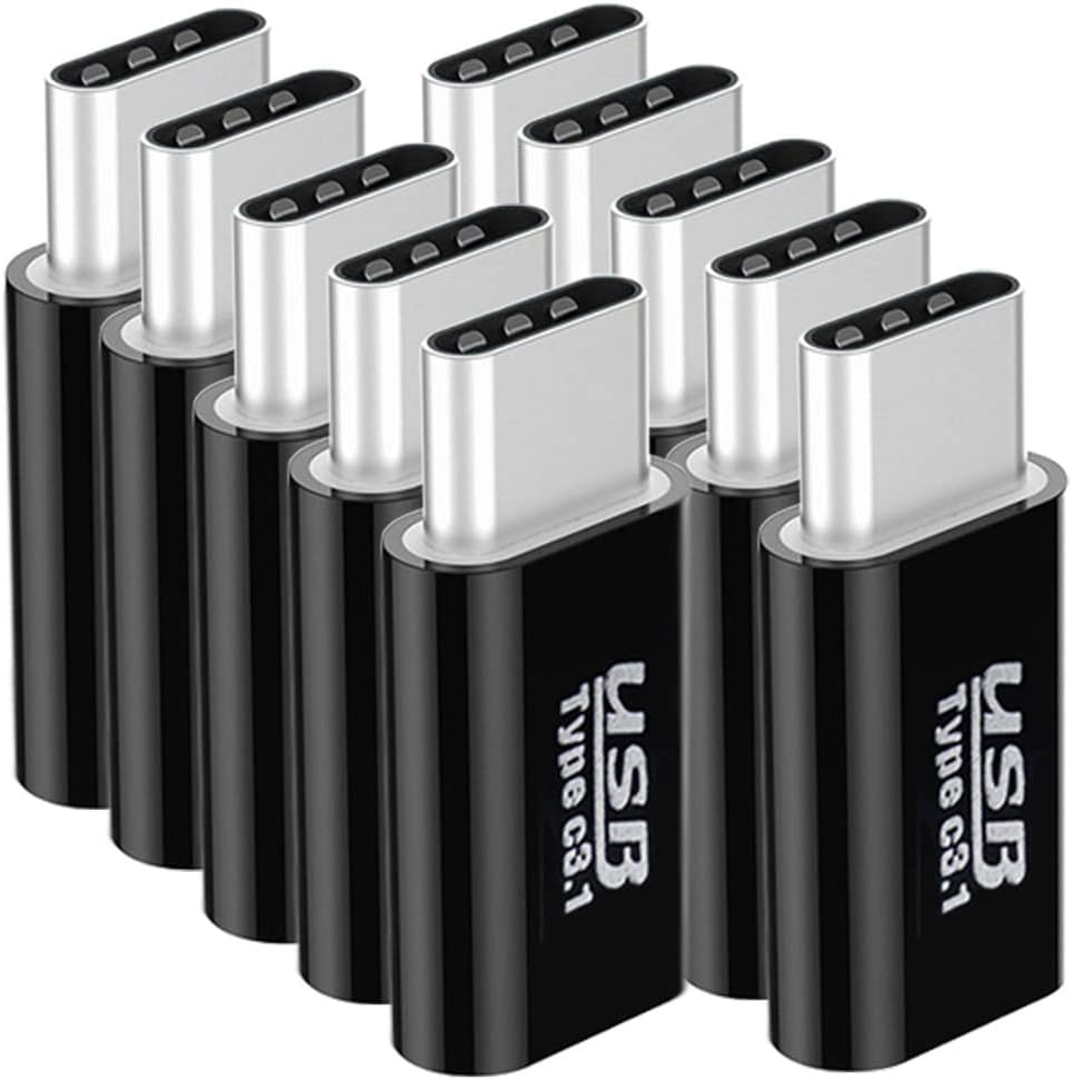 (Pack of 10) Type C Adapter, Micro USB to USB C Connector Convertor for Data Syncing and Charging,Universal for Type C Phones Pads and Other Type C Cable Supported Devices (USB C Adapter - Black)
