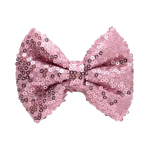 HAIRBOWS Girls' 3.5-Inch Glitter Bow Hairpin - Sparkling Sequin Bow Tie Hair Clip for Girls,Teens, and Women, Hot Pink
