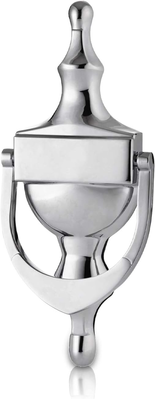 XFORT Door Knocker Polished Chrome, Victorian Urn Door Knockers for Front Door, Elegant Front Door Furniture with a Classic Period Design