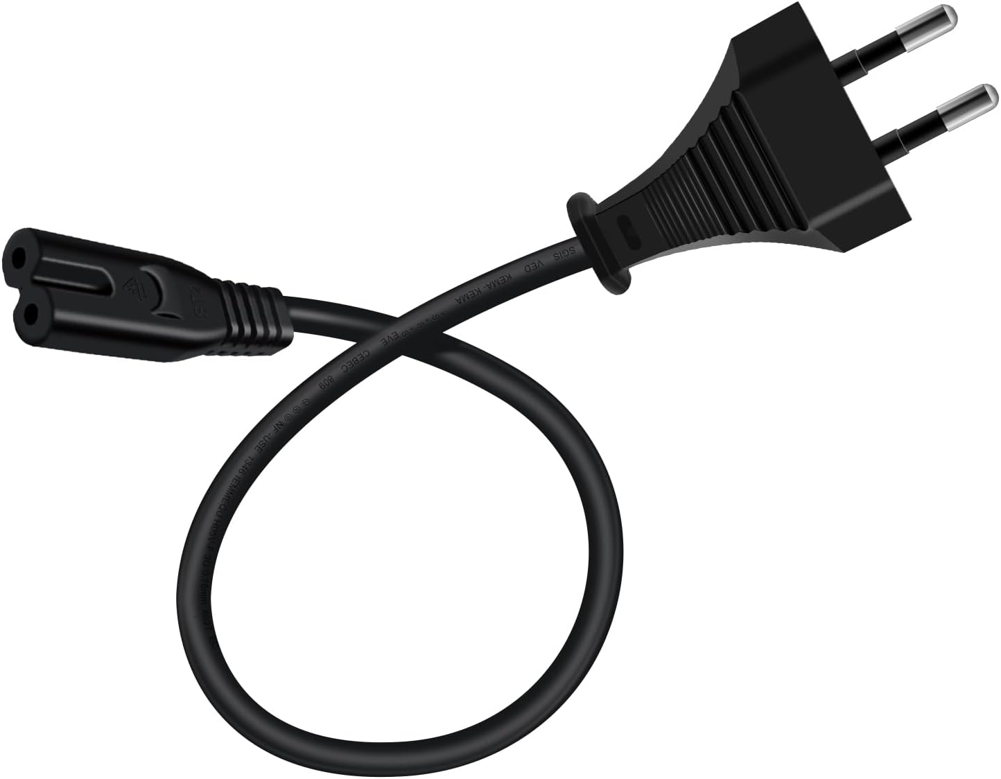 Euro Power Cable C7 2.5 A 250 V Power Cable C7 90 Degree AC Power Cable 2 x 0.75 mm  for TV Laptop Monitor Printer Black 1.5 m