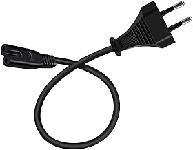 Power Cable TV Cable C7 2.5 A 250 V Euro Plug C7 90° Cable 2 x 0.75 mm² for PS4, PS5, TV, Laptop, Monitor, Printer (Black, 0.5 m)