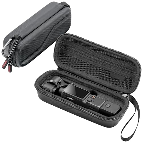 DEBMALE Osmo Pocket 4 Étui de Transport - Sac de Voyage Rangement Rigide Portable Étui de Protection en PU avec Mousqueton pour DJI Osmo Pocket 4 Accessoires D'appareil Photo