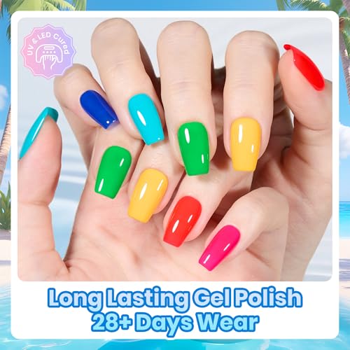 Image of Beetles Neon Gel Nail Polish - Dreamy Summer Nails Art, 6 Colors Hot Pink Blue Yellow Green Summer Gel Nail Polish Set, Soak Off UV LED Bright Rainbow Neon Nails Art, Long-Lasting Manicure Salon