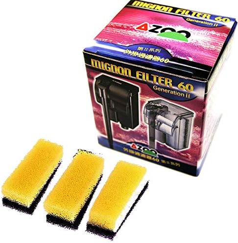 AzooMignon Filter 60L with Three Sets Replacement Pad- Aquarium Fish Water Plants Tank